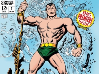 Sub-Mariner #1 cover; pencils, John Buscema; inks, Sol Brodsky; Big premiere issue, first issue, Origin