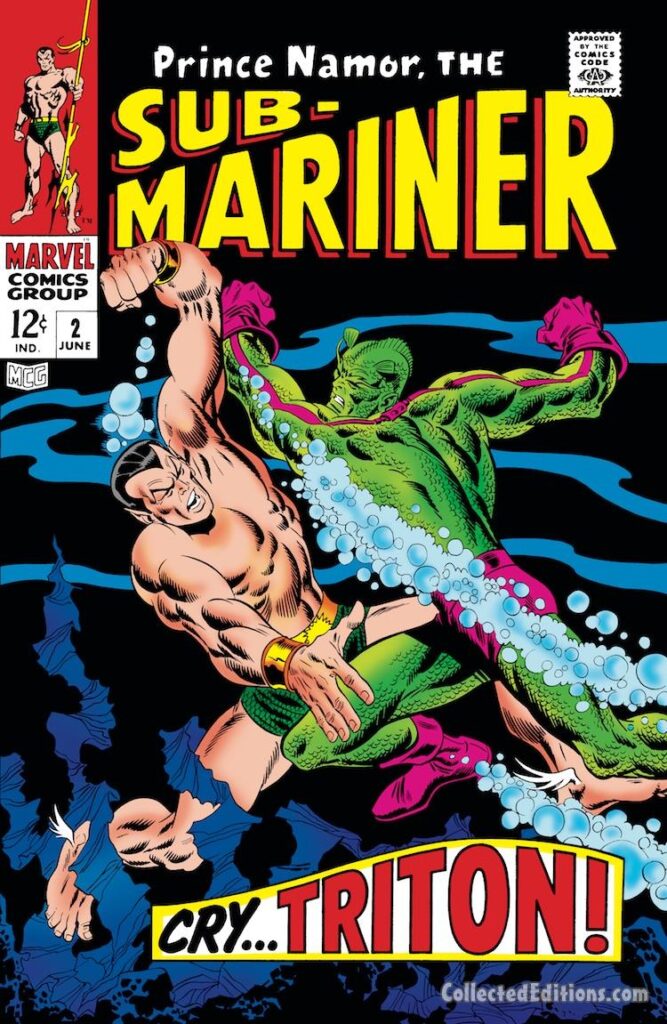 Sub-Mariner #2 cover; pencils, John Buscema; inks, Frank Giacoia; "Cry Triton", Inhumans
