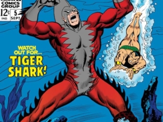 Sub-Mariner #5 cover; pencils, John Buscema; inks, Frank Giacoia; Watch Out for Tiger Shark, Lady Dorma