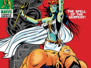 Sub-Mariner #9 cover; pencils, Herb Trimpe; inks, Dan Adkins; alterations, John Romita Sr.; Lady Dorma; The Serpent Crown, The Spell of the Serpent