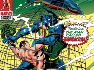 Sub-Mariner #10 cover; pencils, Gene Colan; inks, Dan Adkins; Prince Namor, The Man Called Barracuda