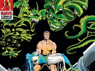 Sub-Mariner #13 cover; pencils, Marie Severin; inks, Joe Sinnott; Death Thou Shalt Die, Lady Dorma