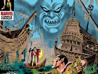 Sub-Mariner #16 cover; pencils, Marie Severin; inks, Frank Giacoia; Tiger Shark, The Sea That Time Forgot