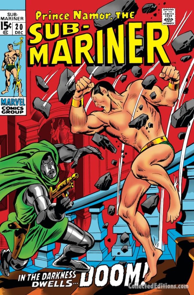Sub-Mariner #20 cover; pencils, John Buscema; inks, Johnny Craig; In the Darkness Dwells Doctor Doom