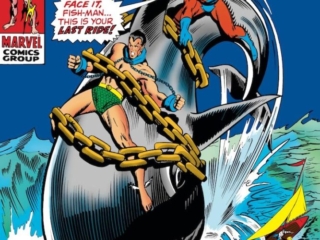 Sub-Mariner #24 cover; pencils, John Buscema; inks, Johnny Craig; Tiger Shark, Orka, Dr. Dorcas