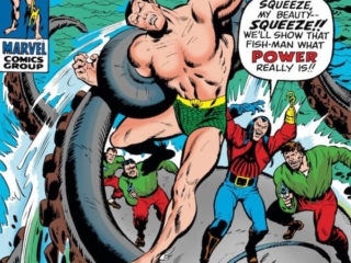 Sub-Mariner #27 cover; pencils, Sal Buscema; inks, Mike Esposito; Commander Kraken, giant octopus, squid