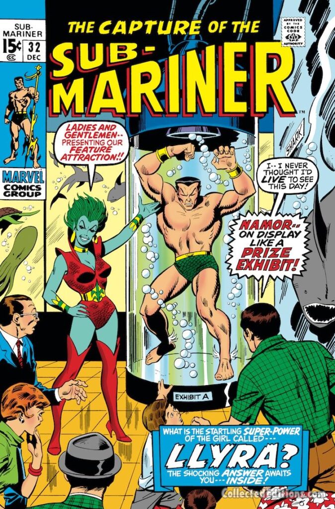 Sub-Mariner #32 cover; pencils and inks, Sal Buscema; Llyra, Lemuria, Namor