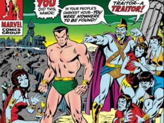 Sub-Mariner #33 cover; pencils and inks, Sal Buscema; alterations, Marie Severin; Namor, traitor, Lady Dorma