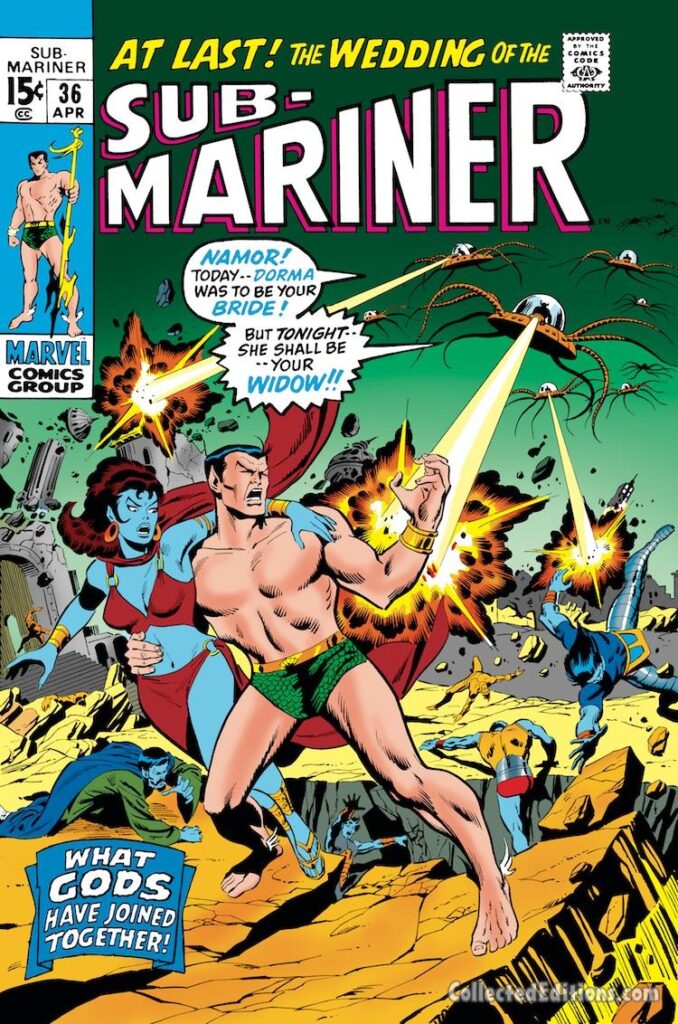 Sub-Mariner #36 cover; pencils and inks, Sal Buscema; Lady Dorma