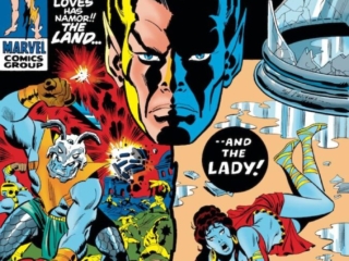 Sub-Mariner #37 cover; pencils and inks, Sal Buscema; Death of Lady Dorma, Atlantis, Attuma
