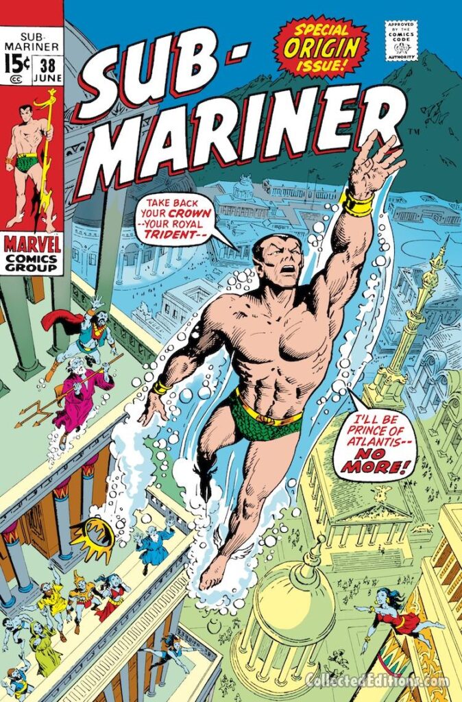 Sub-Mariner #38 cover; pencils, uncredited; inks, John Severin; Namor