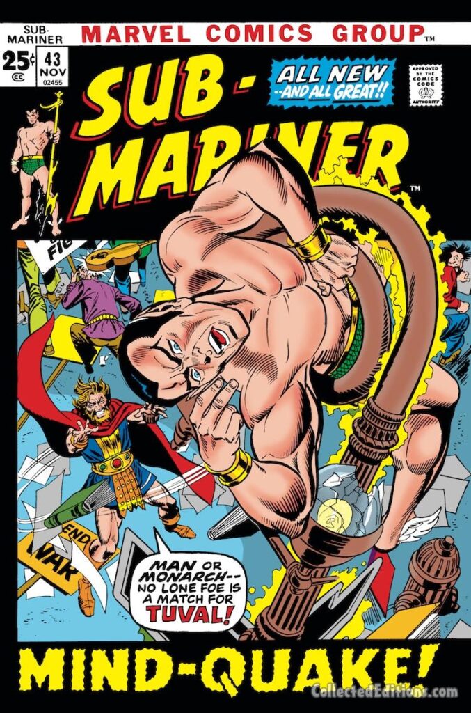 Sub-Mariner #43 cover; pencils, Gil Kane; inks, Frank Giacoia; Tuval, Mind-Quake