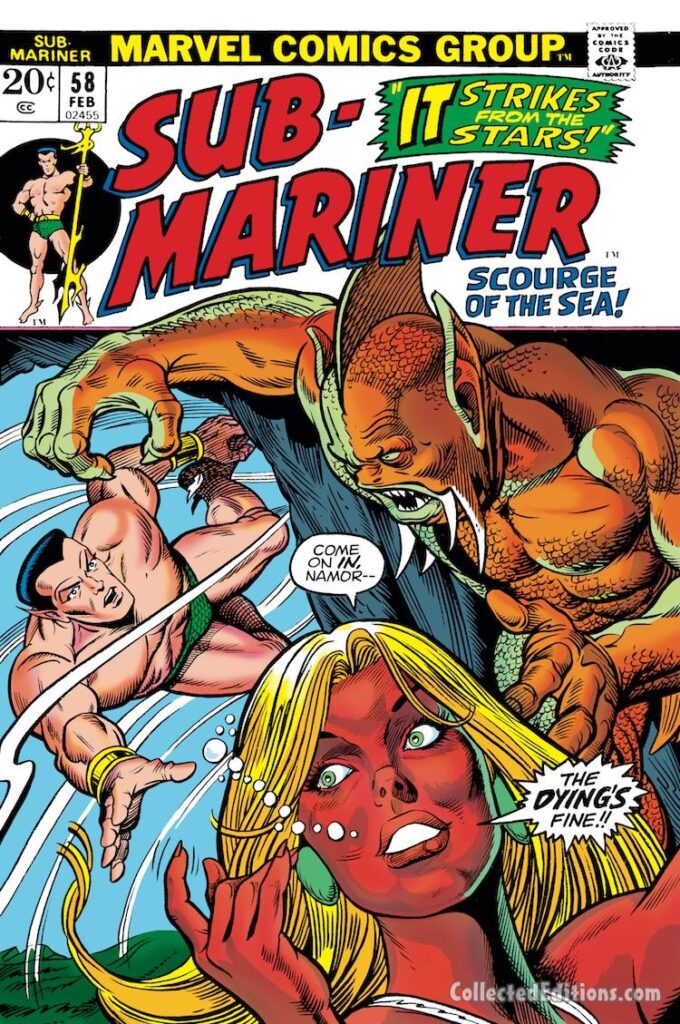 Sub-Mariner #58 cover; pencils, Gil Kane; inks, Bill Everett