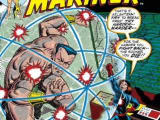 Sub-Mariner #61 cover; layouts, John Romita Sr.; pencils and inks, Bill Everett; Dr. Hydro, Namor