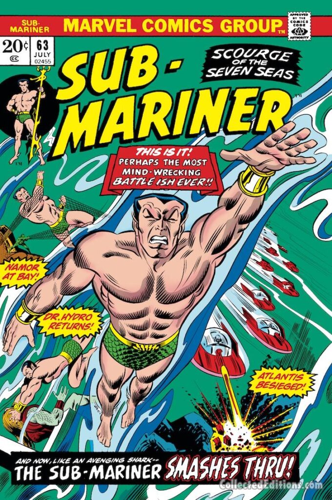 Sub-Mariner #63 cover; pencils, John Romita Sr.; inks, Joe Sinnott