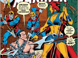 Sub-Mariner #64 cover; pencils, Rich Buckler; inks, Bill Everett; alterations, John Romita Sr.; Virago