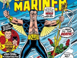 Sub-Mariner #67 cover; pencils and inks, John Romita Sr.; Prince Namor the Savage Sub-Mariner, new black costume, Triton, Inhumans, Fantastic Four