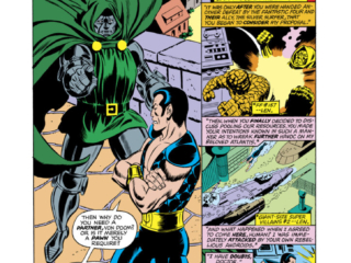 Super-Villain Team-Up #1, pg. 2; pencils, George Tuska; inks, Fred Kida; Sub-Mariner, Lamor, Doctor Doom