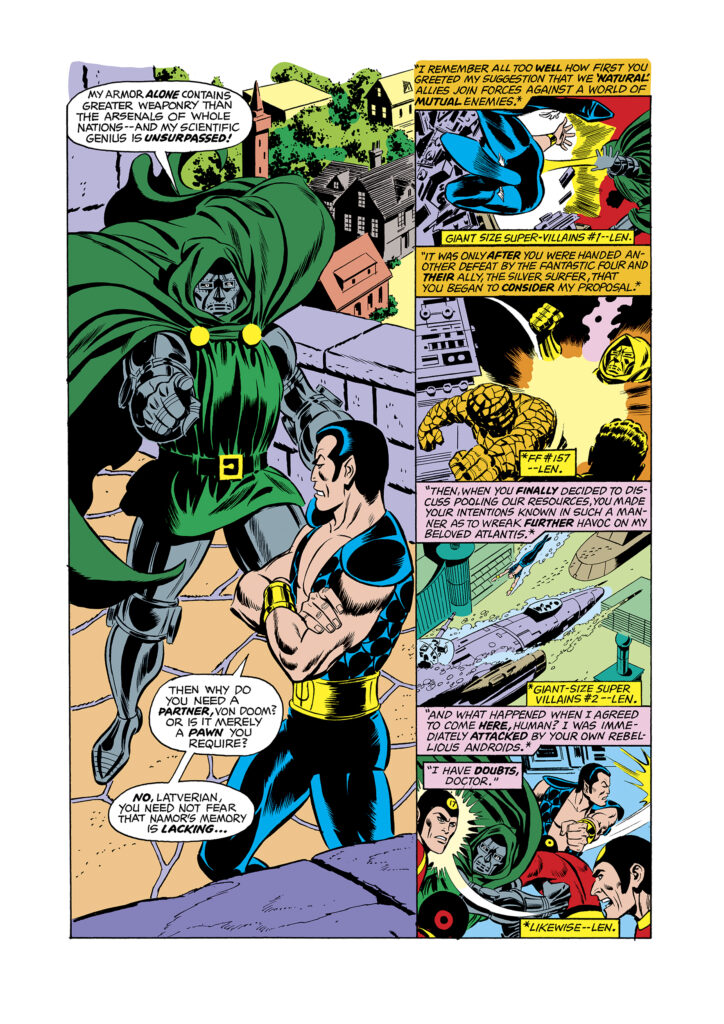 Super-Villain Team-Up #1, pg. 2; pencils, George Tuska; inks, Fred Kida; Sub-Mariner, Lamor, Doctor Doom