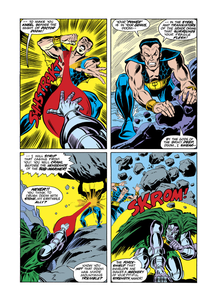 Super-Villain Team-Up #4, pg. 3; pencils, Herb Trimpe; inks, Jim Mooney; Namor, Sub-Mariner, Doctor Doom