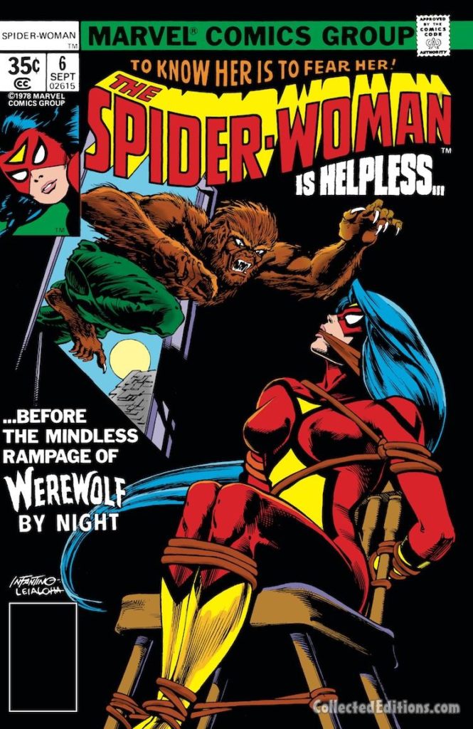 Spider-Woman #6 cover; pencils, Carmine Infantino; inks, Steve Leialoha; Werewolf by Night