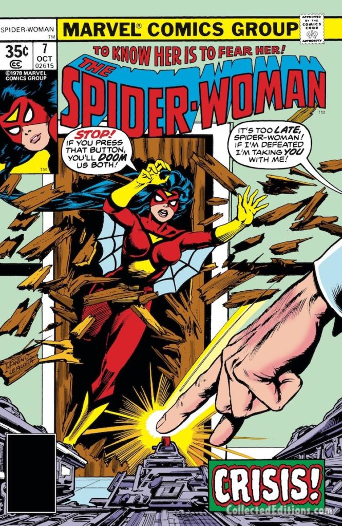 Spider-Woman #7 cover; pencils, Carmine Infantino; inks, Steve Leialoha