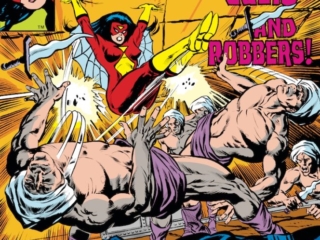 Spider-Woman #14 cover; pencils, Bill Sienkiewicz; inks, Tom Palmer