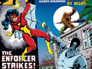 Spider-Woman #19 cover; pencils and inks, Bob Layton; Werewolf by Night/The Enforcer