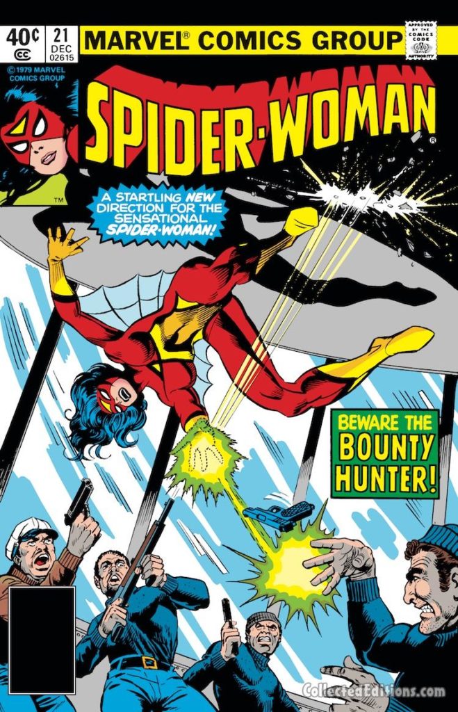 Spider-Woman #21 cover; pencils, Marie Severin; inks, John Tartaglione