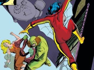 Spider-Woman #22 cover; pencils, Marie Severin; Killer Clown