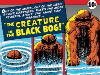 Tales of Suspense #23 cover; pencils, Jack Kirby; inks Steve Ditko; The Creature in the Black Bog, Marvel August 1961 Omnibus