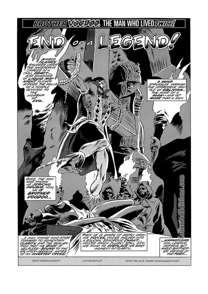 Tales of the Zombie #6. "End of a Legend!", pg. 1. Pencils, Gene Colan; inks, Frank Chiaramonte