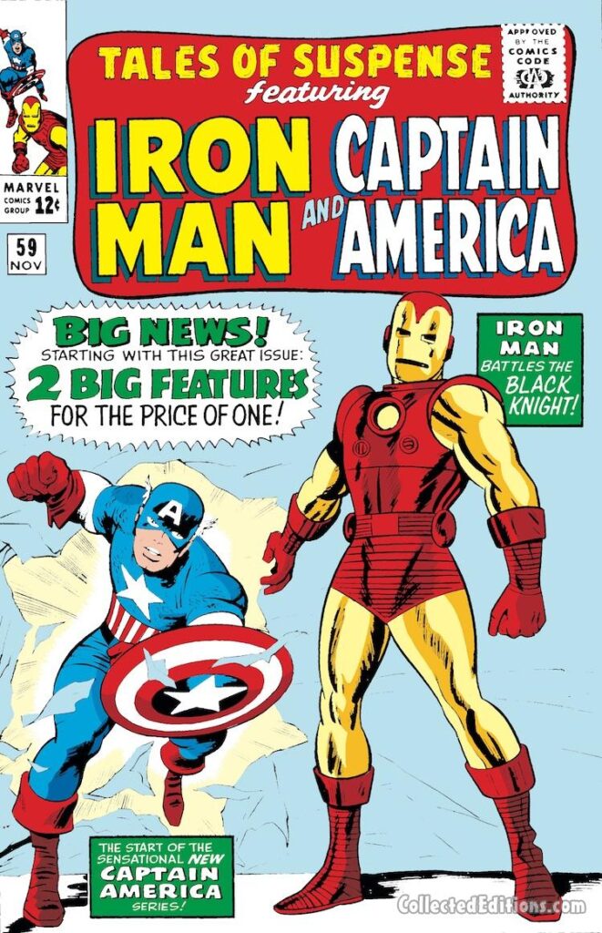 Tales of Suspense #59 cover; pencils, Jack Kirby; inks, Dick Ayers; Iron Man/Captain America, anthology, Stan Lee, Silver Age/Marvel Age Steve Rogers