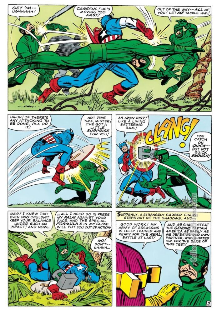 Tales of Suspense #60, pg. 2; pencils, Jack Kirby; inks, Chic Stone; Captain America, Baron Zemo; Formula X