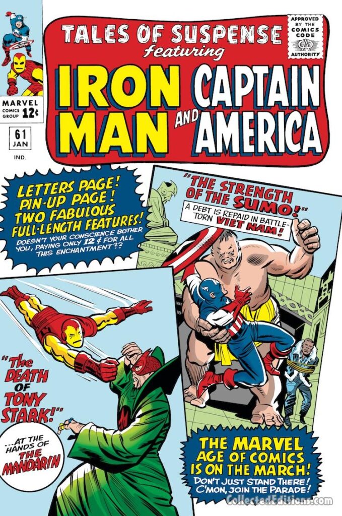 Tales of Suspense #61 cover; pencils, Jack Kirby; inks, Chic Stone; Captain America, Vietnam, The Strength of the Sumo