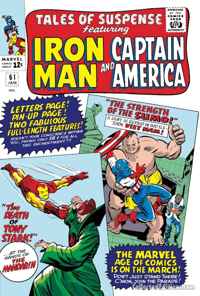 Tales of Suspense #61 cover; pencils, Jack Kirby; inks, Chic Stone; Captain America, The Strength of the Sumo, Steve Rogers in Vietnam, The Marvel Age of Comics