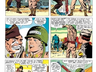 Tales of Suspense #63, pg. 7; pencils, Jack Kirby; inks, Frank Giacoia; origin of Steve Rogers, bucky Barnes, Sarge, Sergeant Duffy