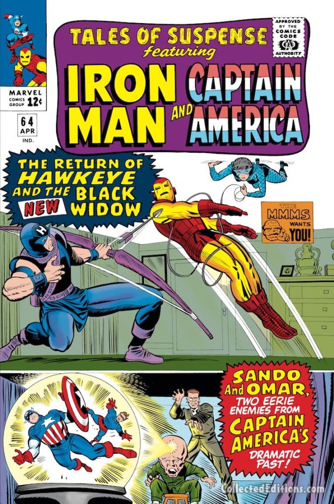 Tales of Suspense #64 cover; pencils, Jack Kirby; inks, Chic Stone; Sando, Omar, Captain America, Bucky Barnes, Golden Age, Marvel Age retelling