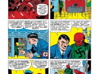 Tales of Suspense #67, pg. 5; pencils, Jack Kirby; inks, Frank Giacoia; Red Skull, Adolf Hitler, Nazi Party, Captain America