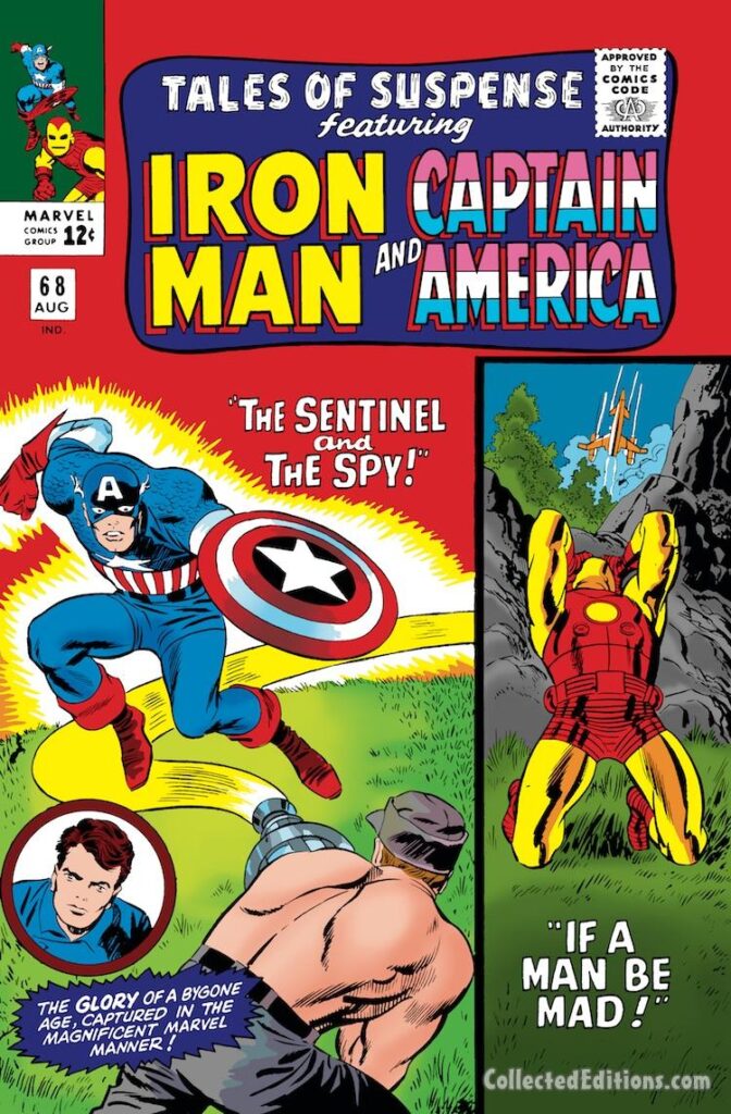 Tales of Suspense #68 cover; pencils, Jack Kirby; inks, Frank Giacoia; The Sentinel and the Spy, Captain America, Bucky Barnes