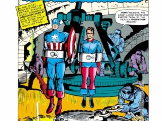 Tales of Suspense #69, pg. 1; layouts, Jack Kirby; pencils and inks, Dick Ayers; Midnight in Greymoor Castle, Bucky Barnes, Steve Rogers, Captain America, Stan Lee