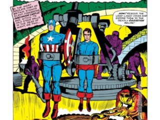 Tales of Suspense #69, pg. 1; layouts, Jack Kirby; pencils and inks, Dick Ayers; Midnight in Greymoor Castle, Captain America, Bucky Barnes