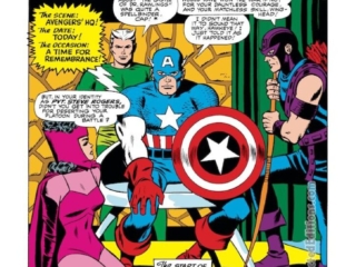 Tales of Suspense #72, pg. 1; layouts, Jack Kirby; pencils, George Tuska; inks, Wally Wood; The Sleeper Shall Awake, Avengers, Captain America, Hawkeye, Quicksilver, Scarlet Witch, Stan Lee, splash page