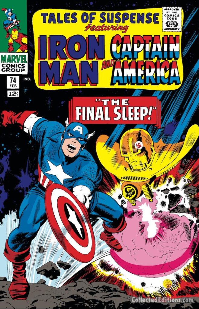 Tales of Suspense #74 cover; pencils, Jack Kirby; inks, Sol Brodsky; The Final Sleep, Captain America
