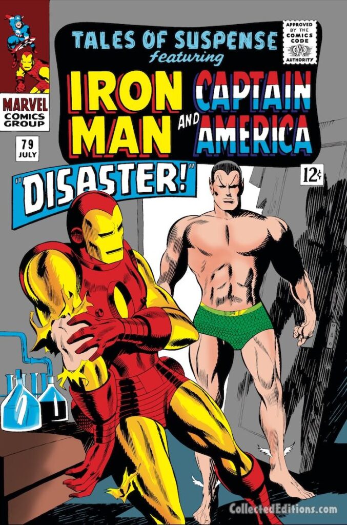 Tales of Suspense #79 cover; pencils, Gene Colan; inks, Jack Abel; Iron Man, Sub-Mariner, Disaster