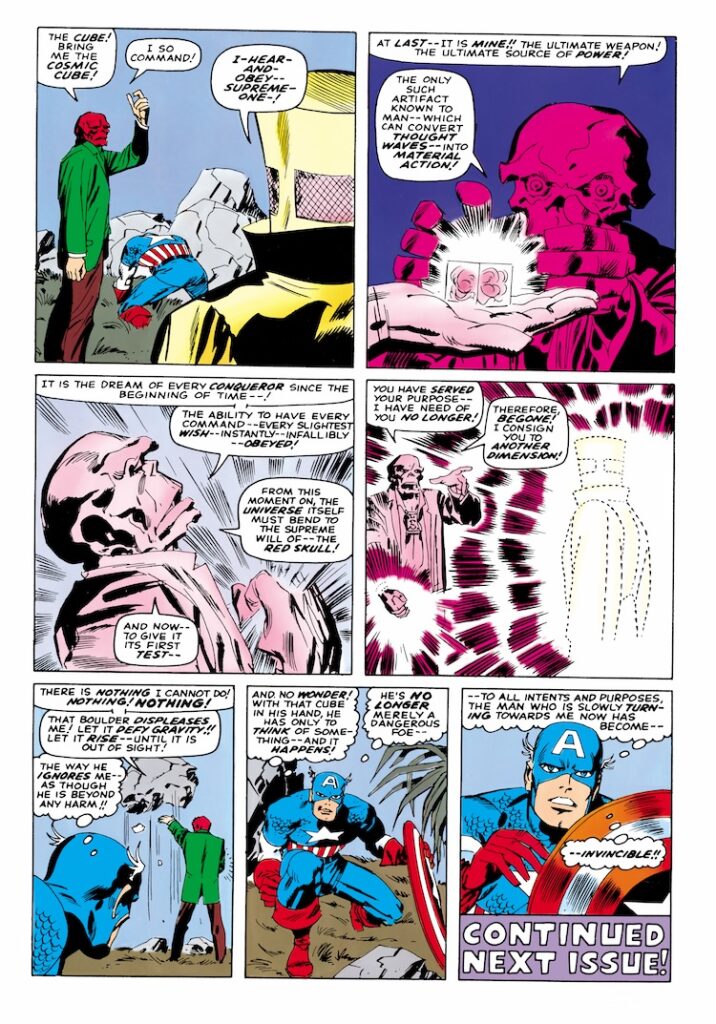 Tales of Suspense #80, pg. 10; pencils, Jack Kirby; inks, Don Heck, Captain America, Cosmic Cube, Red Skull