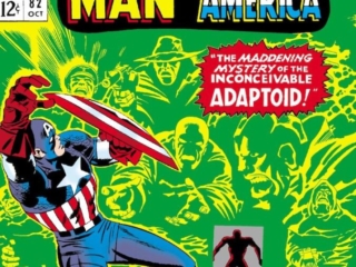 Tales of Suspense #82 cover; pencils, Jack Kirby; inks, Frank Giacoia; Captain America, The Maddening Mystery of the Inconceivable Adaptoid