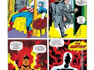 Tales of Suspense #82, pg. 9; pencils, Jack Kirby; inks, Frank Giacoia; Captain America, The Adaptoid, Jarvis, Avengers Mansion