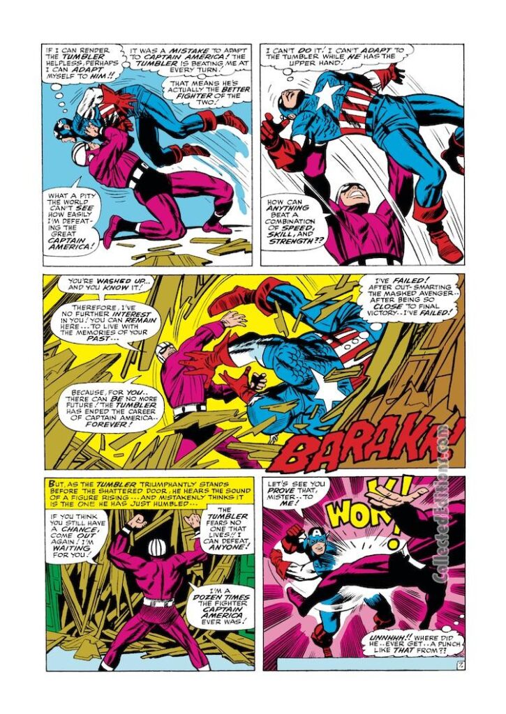 Tales of Suspense #83, pg. 7; pencils, Jack Kirby; inks, Dick Ayers; The Tumbler, Captain America