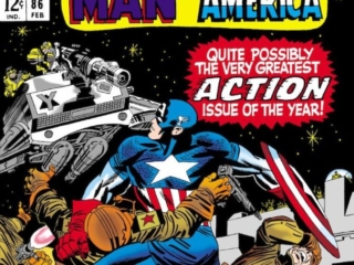 Tales of Suspense #86 cover; pencils, Jack Kirby; inks, Frank Giacoia; Captain America